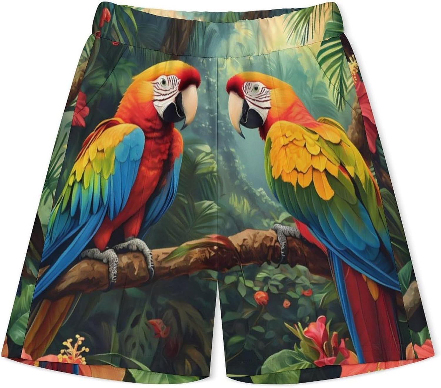 Colorful Parrot Standing on Branch Mens Polo Shirts Track Suits 2 Piece Short Sleeve Sweatsuit 1/4 Zip Golf Loungewear for Sports