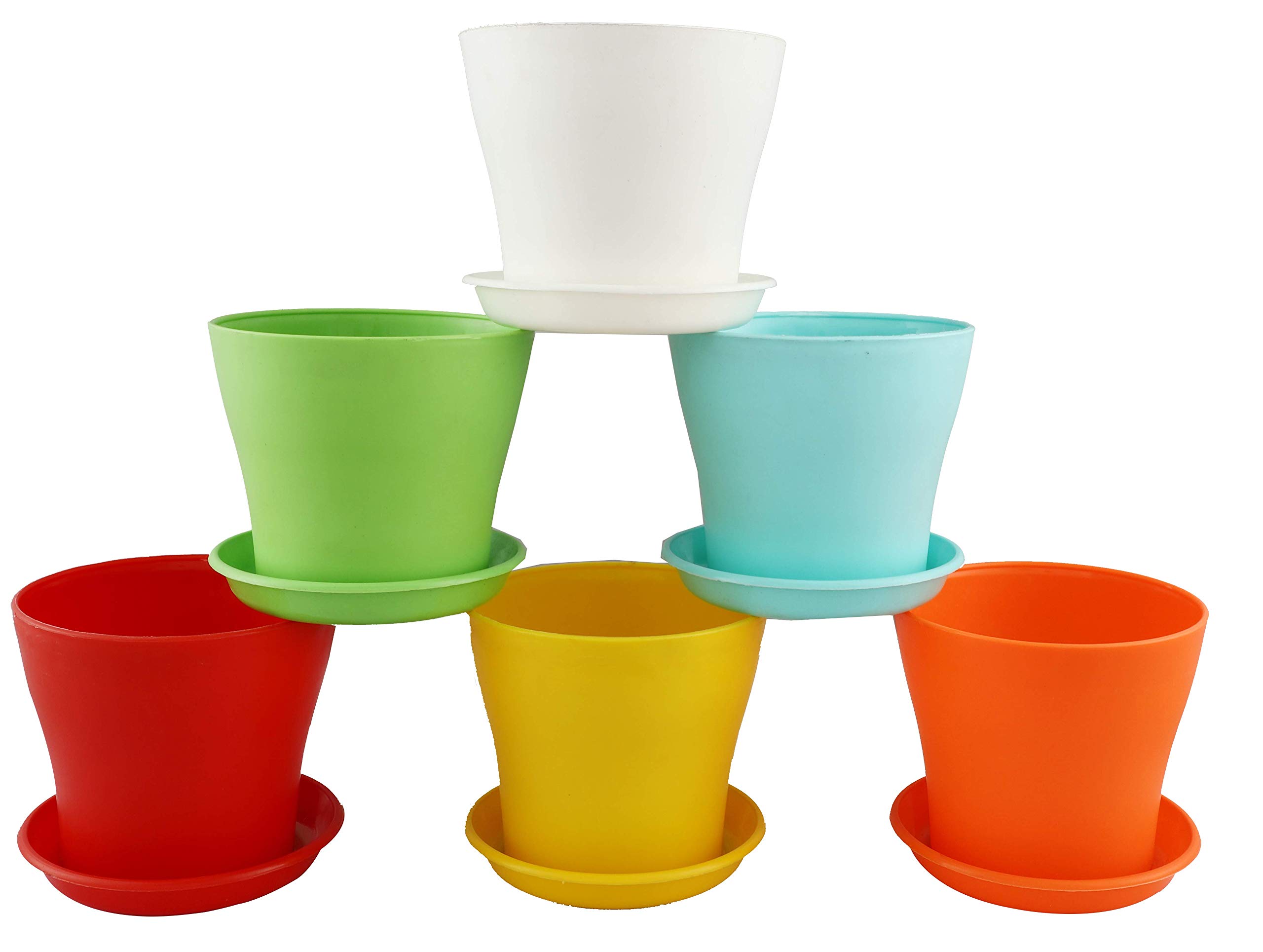 Kraft Seeds by 10CLUB Flashy Flower Pots with Bottom Trays - Pack of 6 (Multicolour) | Plastic Planters with Drainage Plates | Flower Pots with Bottom Plates for Home Gardening (B086KCDGM9) Amazon Price History, Amazon Price Tracker