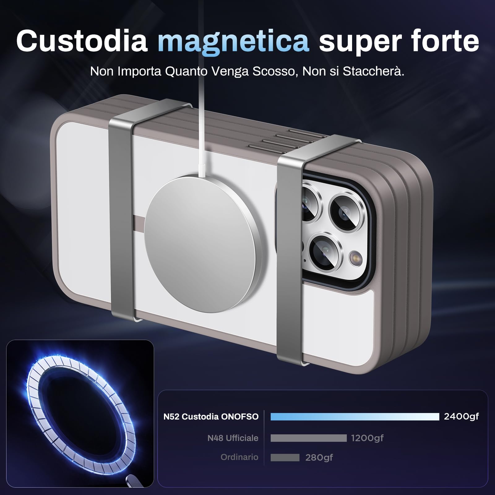 ONOFSO Cover Magnetica per iPhone 15 Pro Max 6,7[Compatibile Con MagSafe][Protezione di Livello Militare] Custodia per Cellulare Opaca Semitrasparente Anti-impronte, Nero