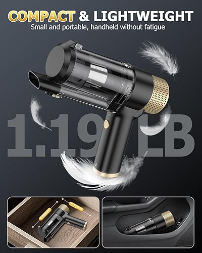 Miniatura 7 de AHNR Aspiradora de mano inalámbrica con potente succión de 16000 PA, mini aspiradora portátil 4 en 1 y plumero de aire con múltiples accesorios,