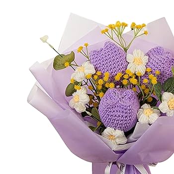 Amazon｜Yajuyi かぎ針編みの花束、編み物の花、造花、誕生日の