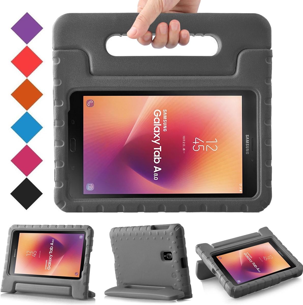 BMOUO Kids Case for Samsung Galaxy Tab A 8.0 2017 (SM-T385 / T380) - Light Weight Shockproof Protective Handle Stand Kids Case Cover for Samsung Galaxy Tab A 8.0 inch 2017 T380 T385 Tablet - Black