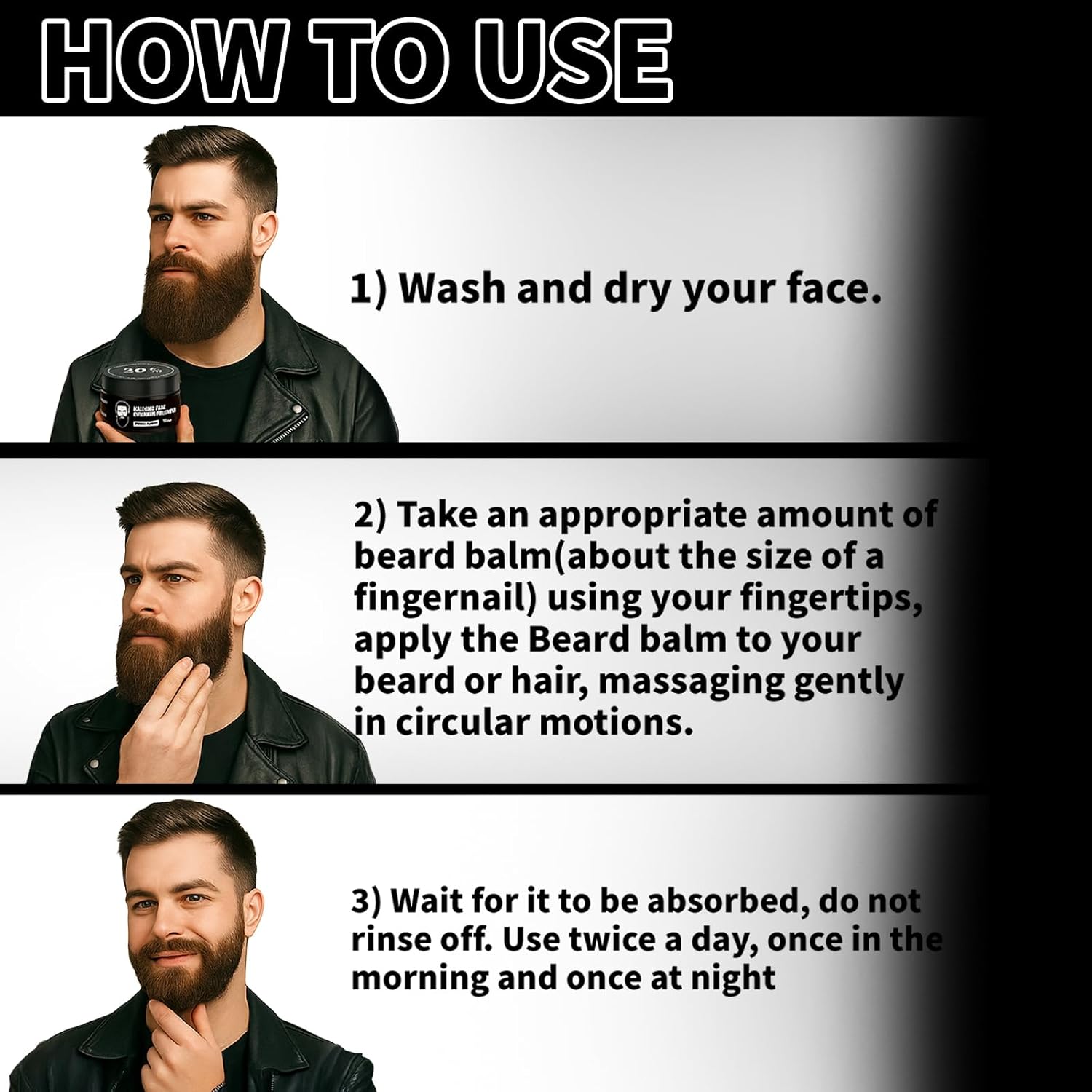 Estimulante de Barba, Bálsamo Para Crecimiento De Barba Ultra Potente, Barba Crema, Beard Growth Balm, Thicker, Fuller Beard & Hair 100ml/3.5oz (1) - Image 7