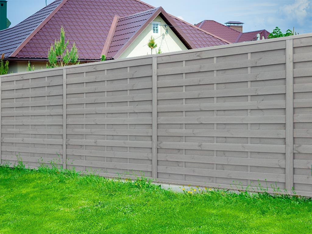 │ Sichtschutzzaun │ Gartenzaun Kiefer │ grau vorlasiert │ 180x180x4,4cm │ Lamellen 95x8mm │ Edelstahl verschraubt │ stabil & wetterfest │ ideal für Terrasse & Garten