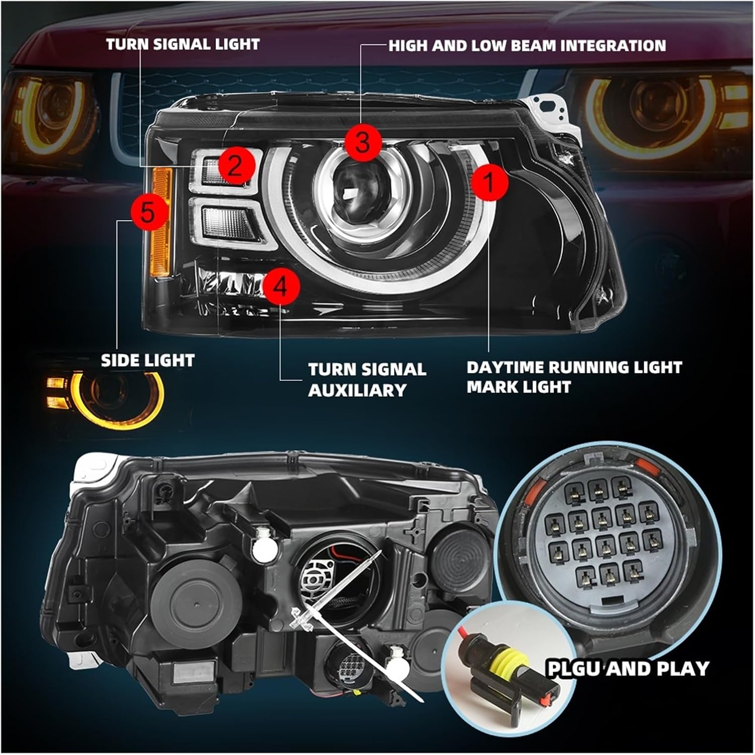 Car Headlight Compatible For Land Rover Range/Rover Sport 2010-2013 L320 Headlight Upgrade Defender Style Headlights Automobile Parts