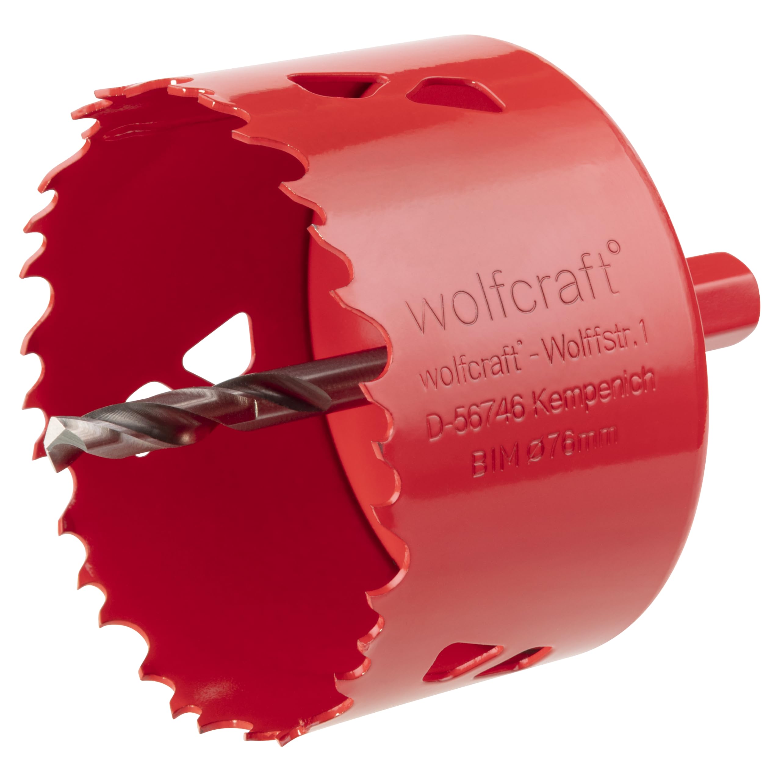 wolfcraft 5494000 - Scie Cloche BIM Diamètre 76 mm - Queue 6 Pans 9,​50 mm - Profondeur de Coupe 40 mm