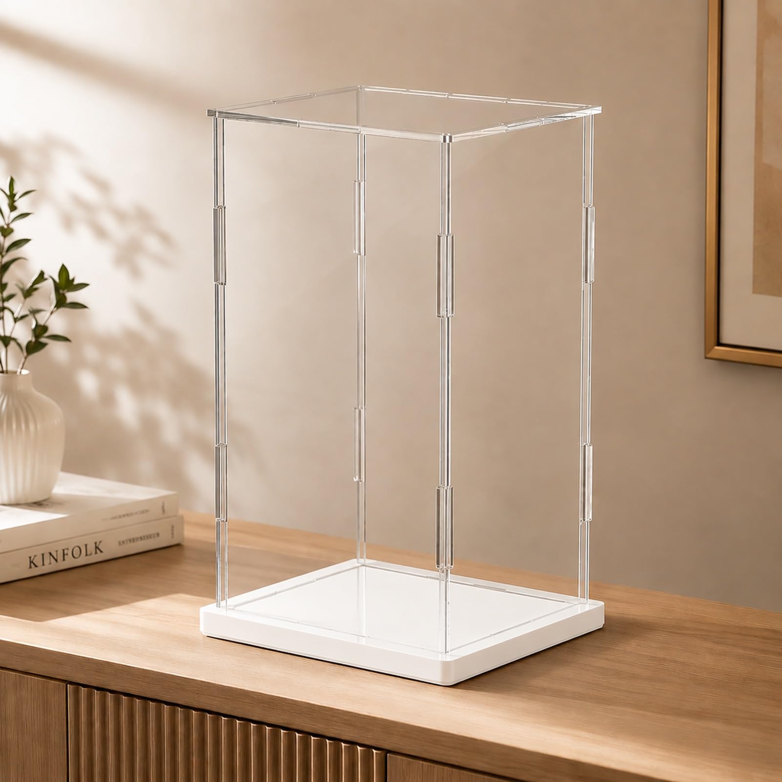 Action Figure Clear Acrylic Display Case, UV Protected Display Alternative Glass Case, Self-Assembly Plastic Showbox for Models Collectibles(White,50x50x50cm/20x20x20in)