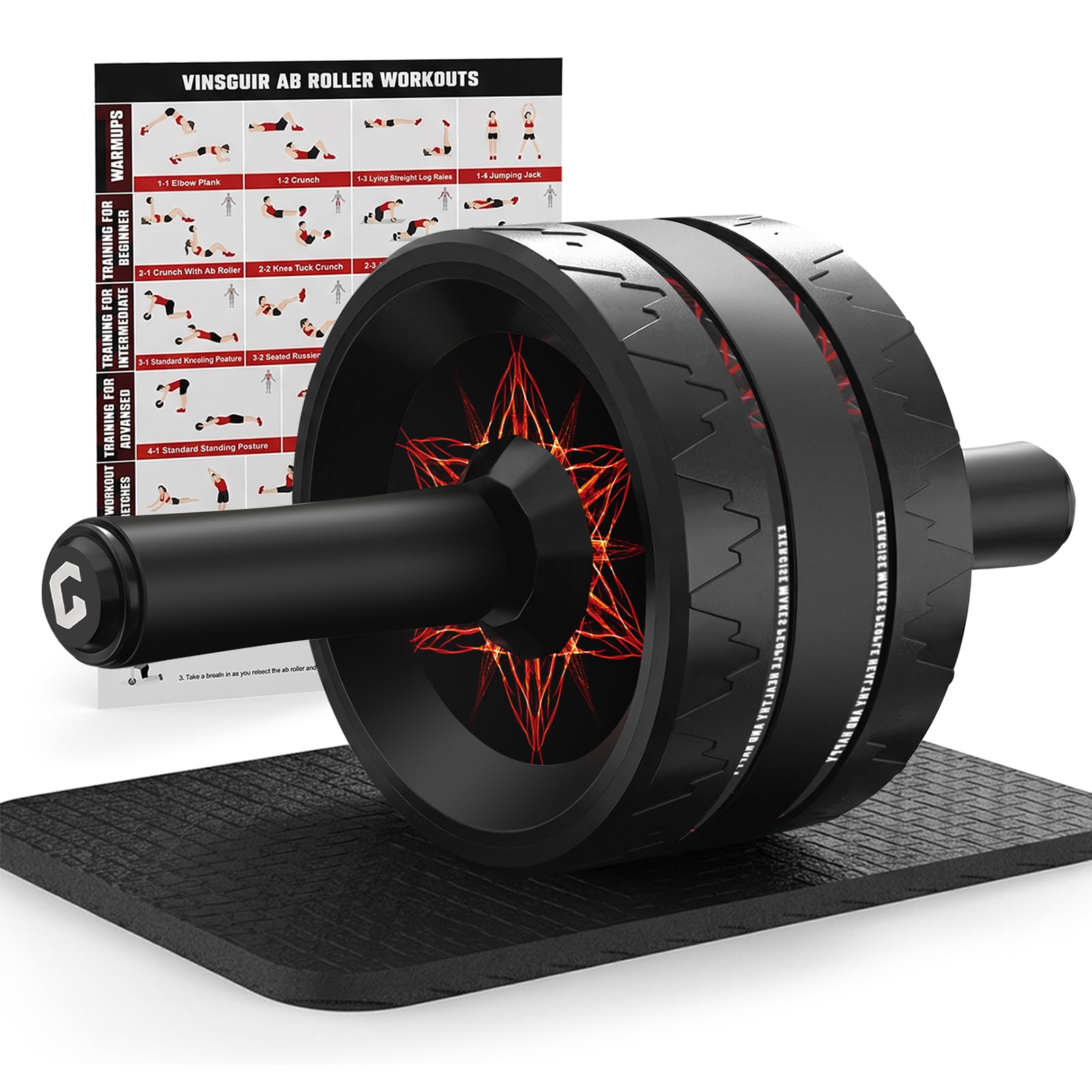 VINSGUIR Ab Roller Wheel, Abs &amp; Core Workout Equipment for Home Gym with Knee Pad Accessories, Abdominal Wheel for Full-body Strength Training