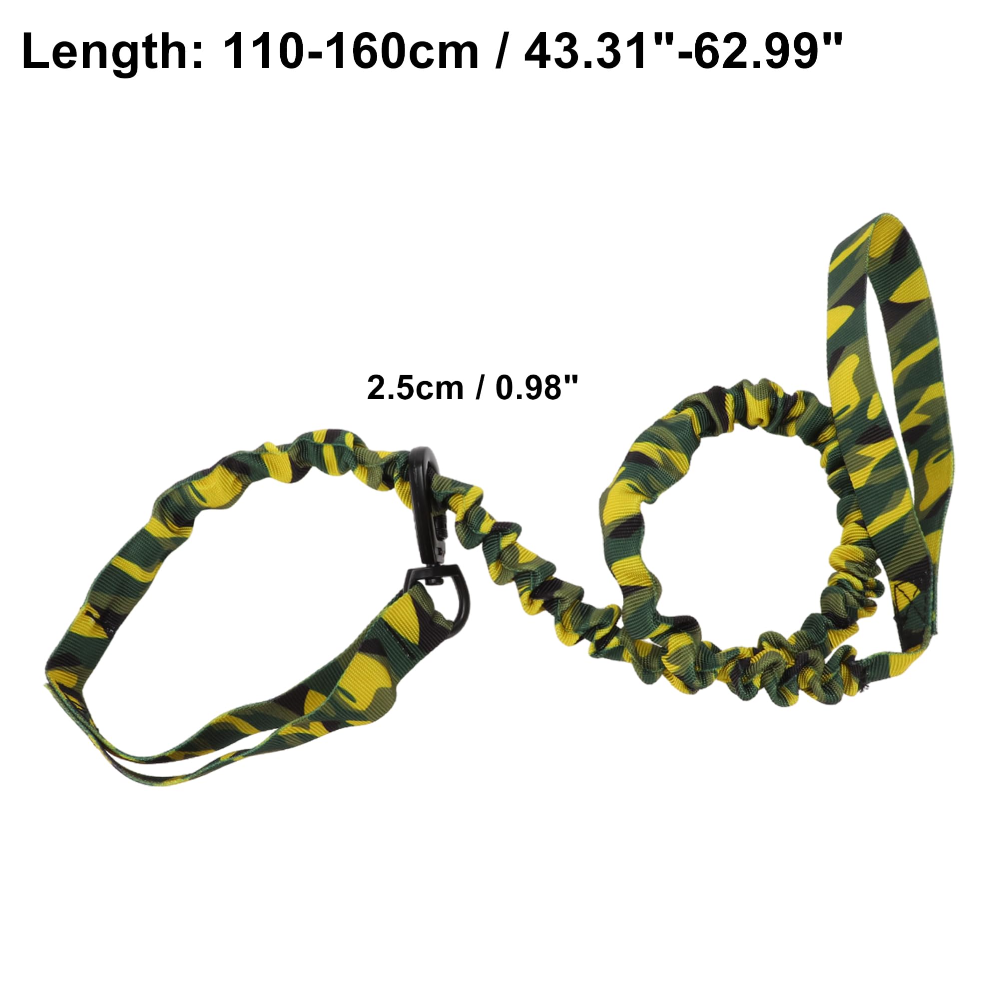 CAPASTEC Guinzaglio a Doppia Maniglia per Cani, Corda Elastico Nylon, Camouflage Giallo Verde, Lunghezza 110-160cm