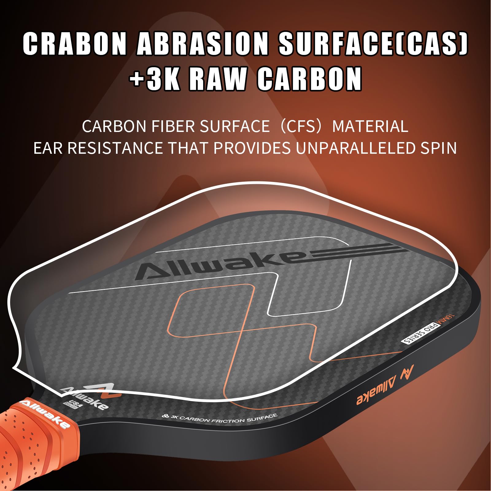 Amazon.co.jp: Allwake ピックルボールパドル、3K未加工カーボン