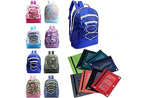 School Supply Kit: 24-Pack Essential Backpacks with Pencil Pouches