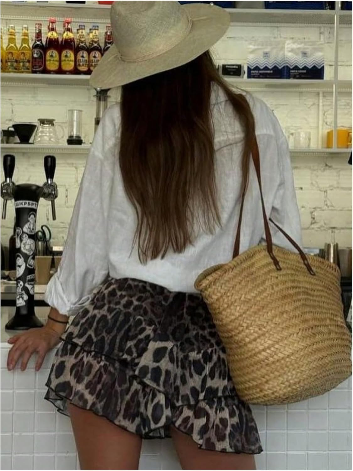 GORGLITTER Women's Leopard Print Skirt Layered Ruffle Hem A Line Mini Skirts - Image 3