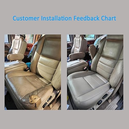 Miniatura 6 de Priprilod Funda de cuero de repuesto para asiento del lado del conductor y del pasajero, parte inferior y superior, compatible con Ford F250 F350