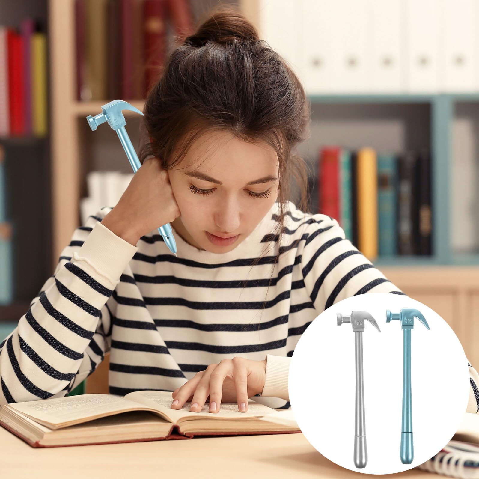 60 Pezzi Penna Gel Forma di Martello per Studenti e Inchiostro Nero Penne Cartoon Leggere e Facili da Usare per Premi Scolastici e Scrittura Quotidiana