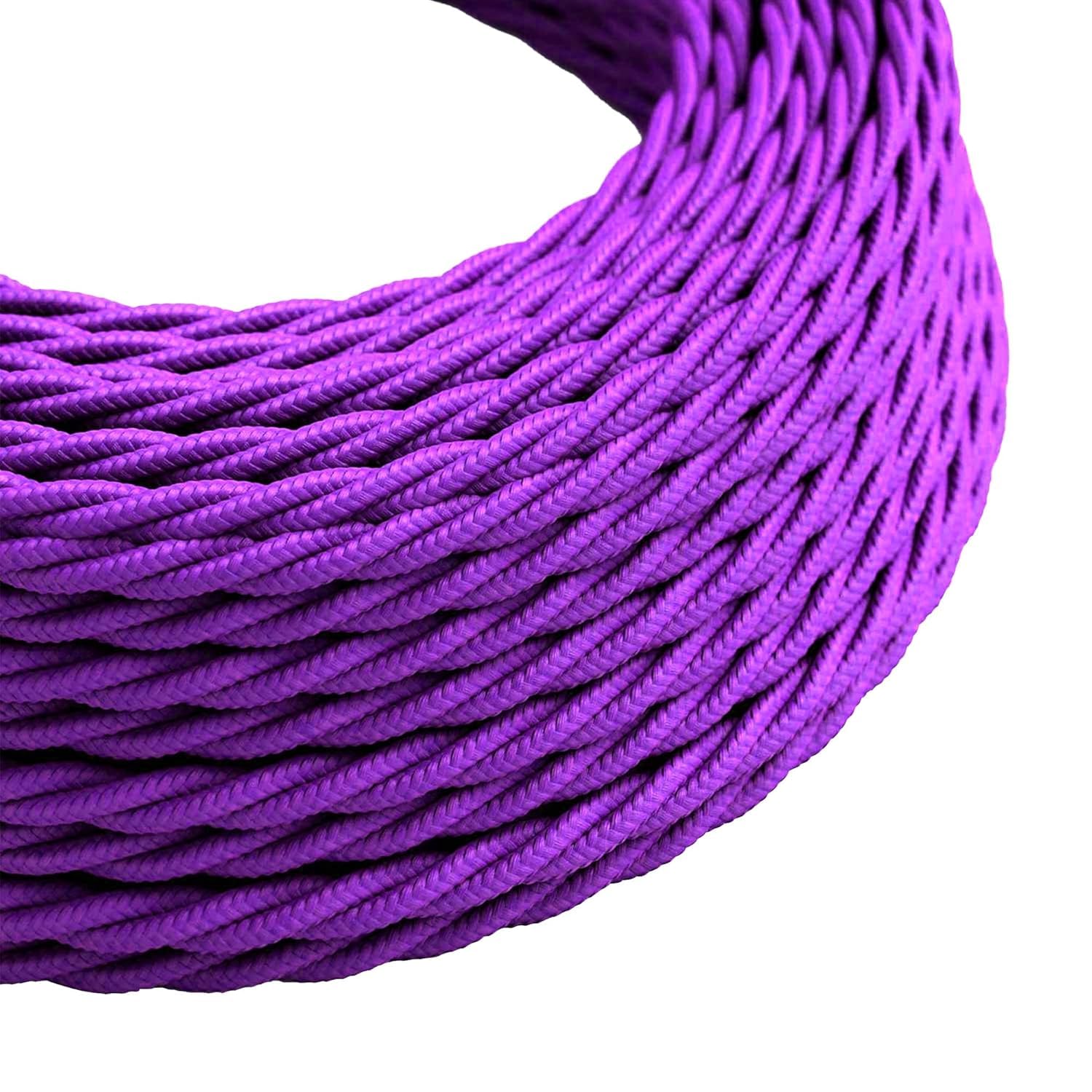 DC VOLTAGE 2 Core 10m Twisted 32.8ft Vintage 18 Gauge Cable Fabric Cloth Covered Electrical Wire, 2 Conductors Cable Cloth Covered Wire for Pendant Light Industrial DIY Project (Purple)