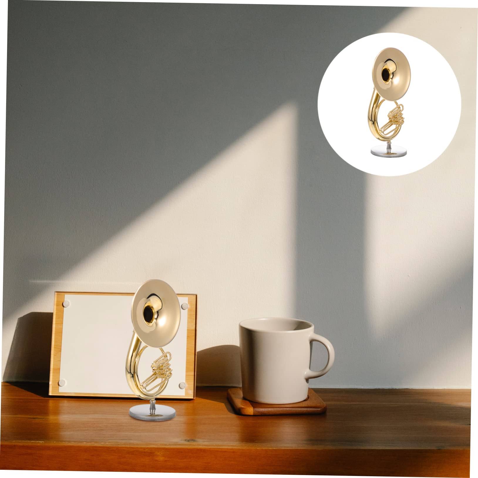 Abaodam Realistisches aus Kupfer mit Aufbewahrungsbox und Ständer 13cm Kleiner Sousaphon Modell Langlebige und Dekorative Tischdekoration für Zuhause und Café