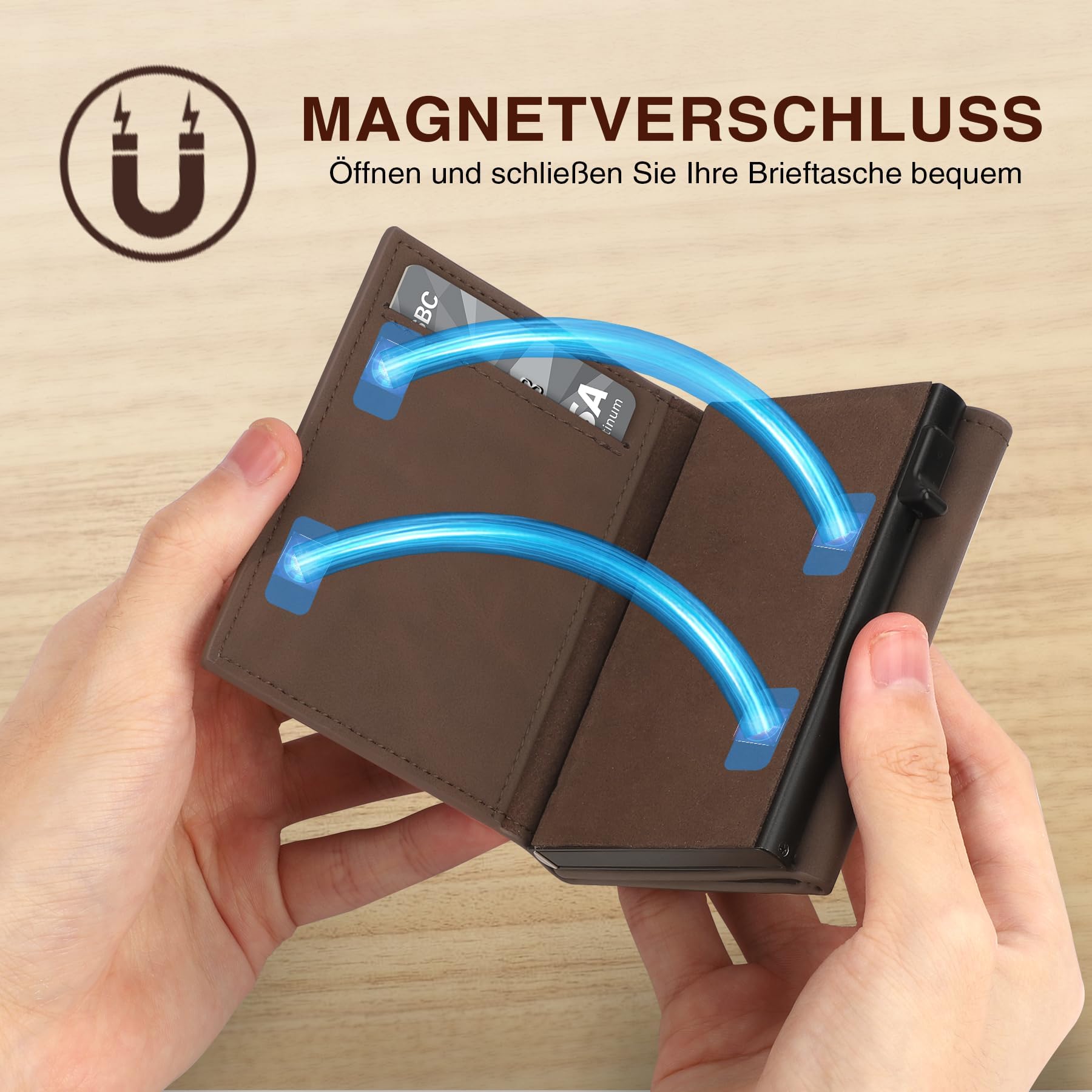 TENBST Portafoglio Uomo Slim, Porta Carte di Credito con Protezione RFID, Porta Tessere con Portamonete e Scomparti Banconote, Portafoglio in Pelle, Box Regalo