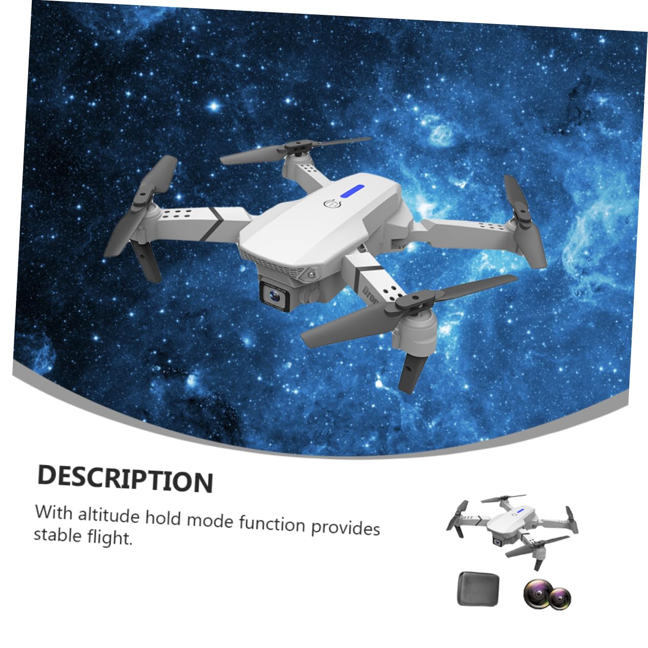 Dron Rc E525 Plegable Doble Cámara y Cuadricóptero 4k | Blanco, Plástico Ligero, Vuelo Estable y Portátil, Batería 3.7v 1800mah Lipo, 3 Pilas Aa