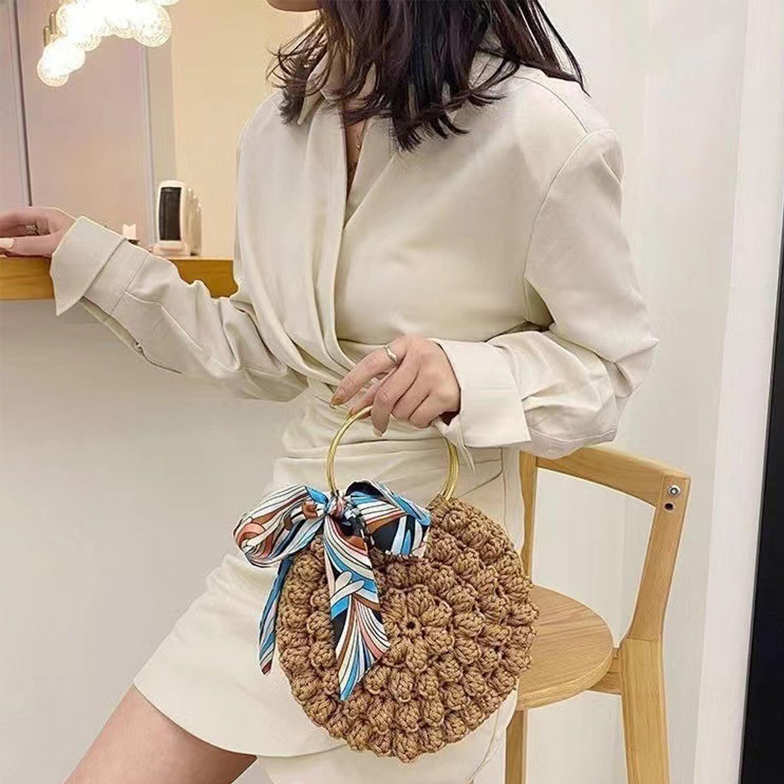 6 x Manijas Metálicas para Bolsos De Cuero, Manijas Reemplazables para Bolsos Tote, Asas para Bolsos,Asas para Bolsos Crochet,Bolsos De Mano, Artesanías De Crochet DIY