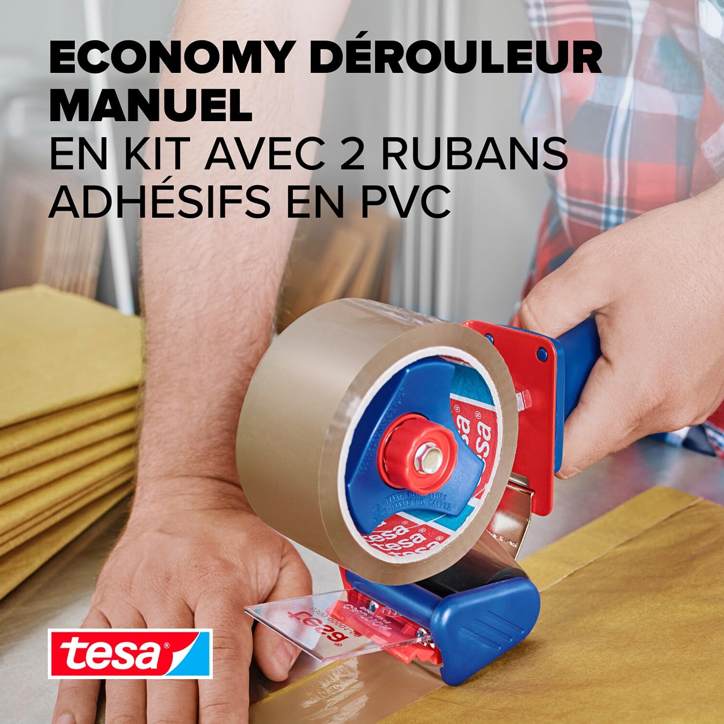 tesapack Ultra Strong - Lot de Rubans Adhésifs avec Dérouleur en PVC Extra Fort - Marron - 66 m x 50 mm