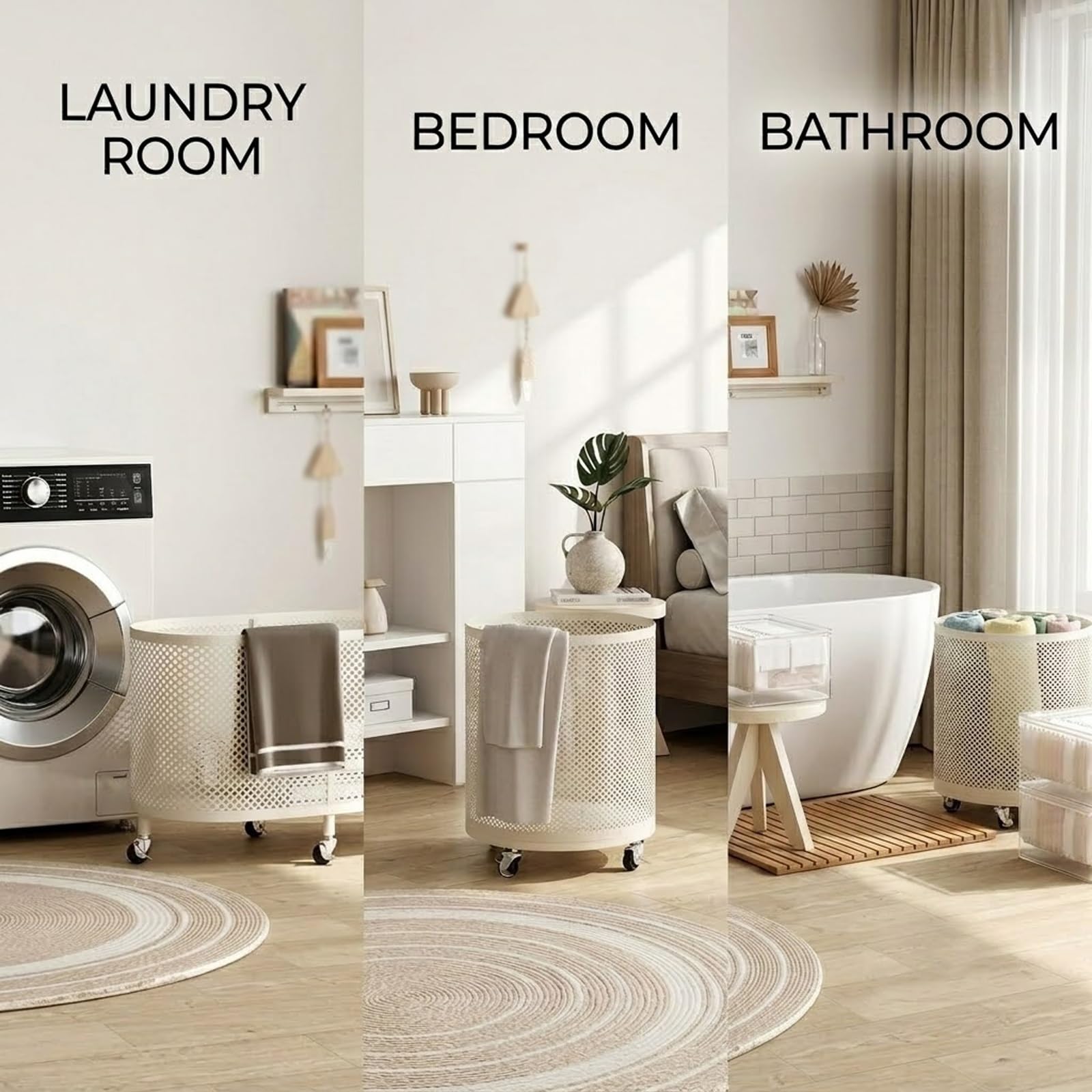 Carrello Portabiancheria Metallico Con Ruote Sterzanti 360°, Cesto In Filo Metallico Multifunzionale,Organizer Per Tappetini Yoga,Camera Bagno Soggiorno Lavanderia(White 1,30x36cm/11.8x14.2'')