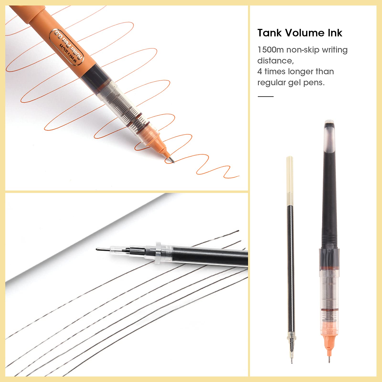 Writech Liquid Ink Rollerball Pens 0.5mm Extra Fine Point Pens, Smooth