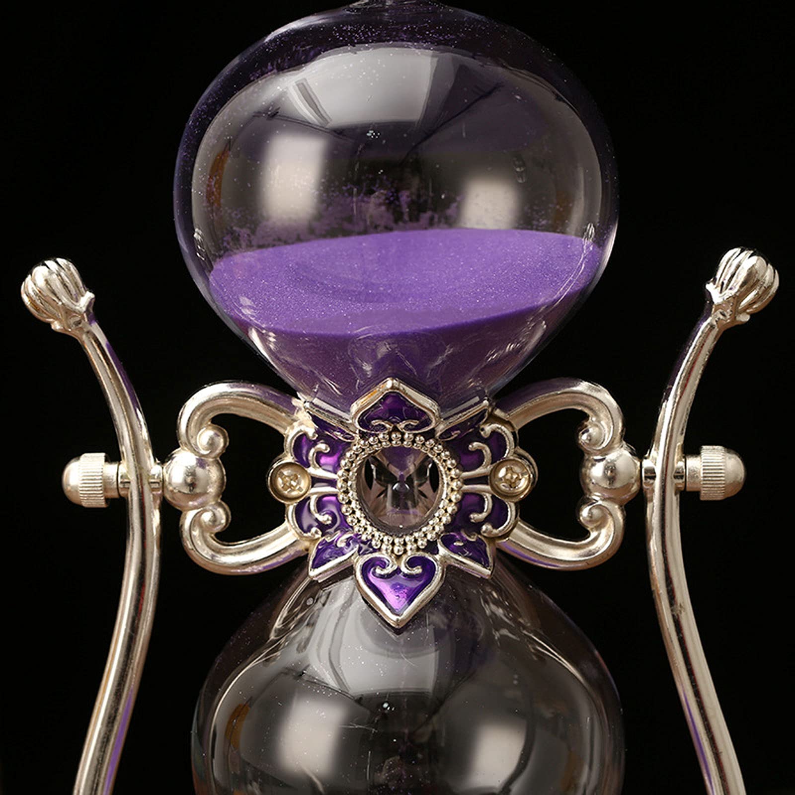 Reloj de Arena Asistente de gestión del Tiempo Temporizador de Reloj de Arena de Metal Vintage 15 Minutos / 30 Minutos / 60 Minutos Reloj de Arena Antiguo(Purple,60 Minutes)