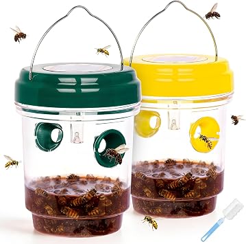 2 Pack Solar Wasp Traps Outdoor Hanging