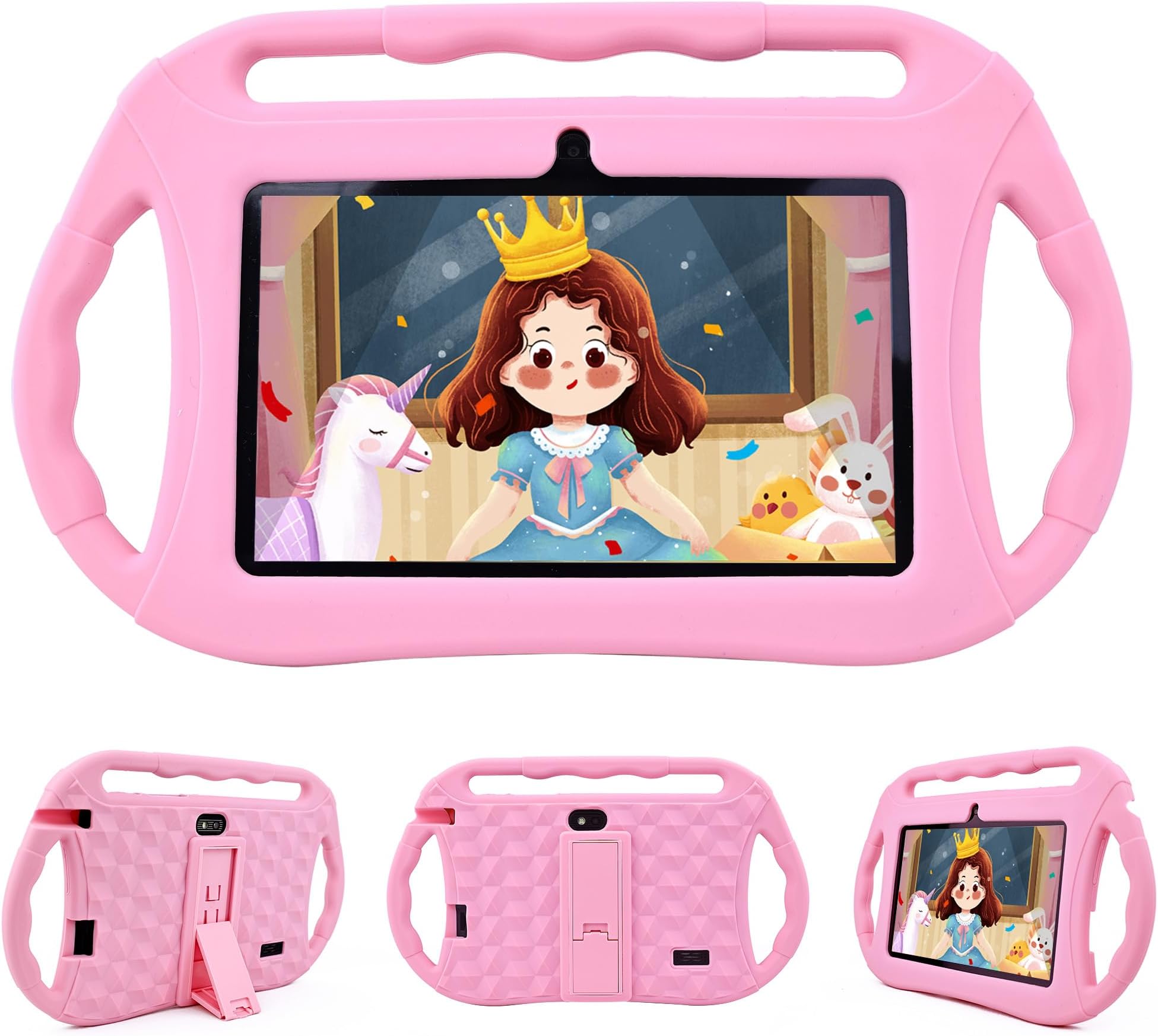 Veidoo 7 inch Android Kids Tablet, 2GB+32GB, WiFi, IPS Screen, Children Tablet with Parental Control, Games, Educational App for Toddlers(Pink)
