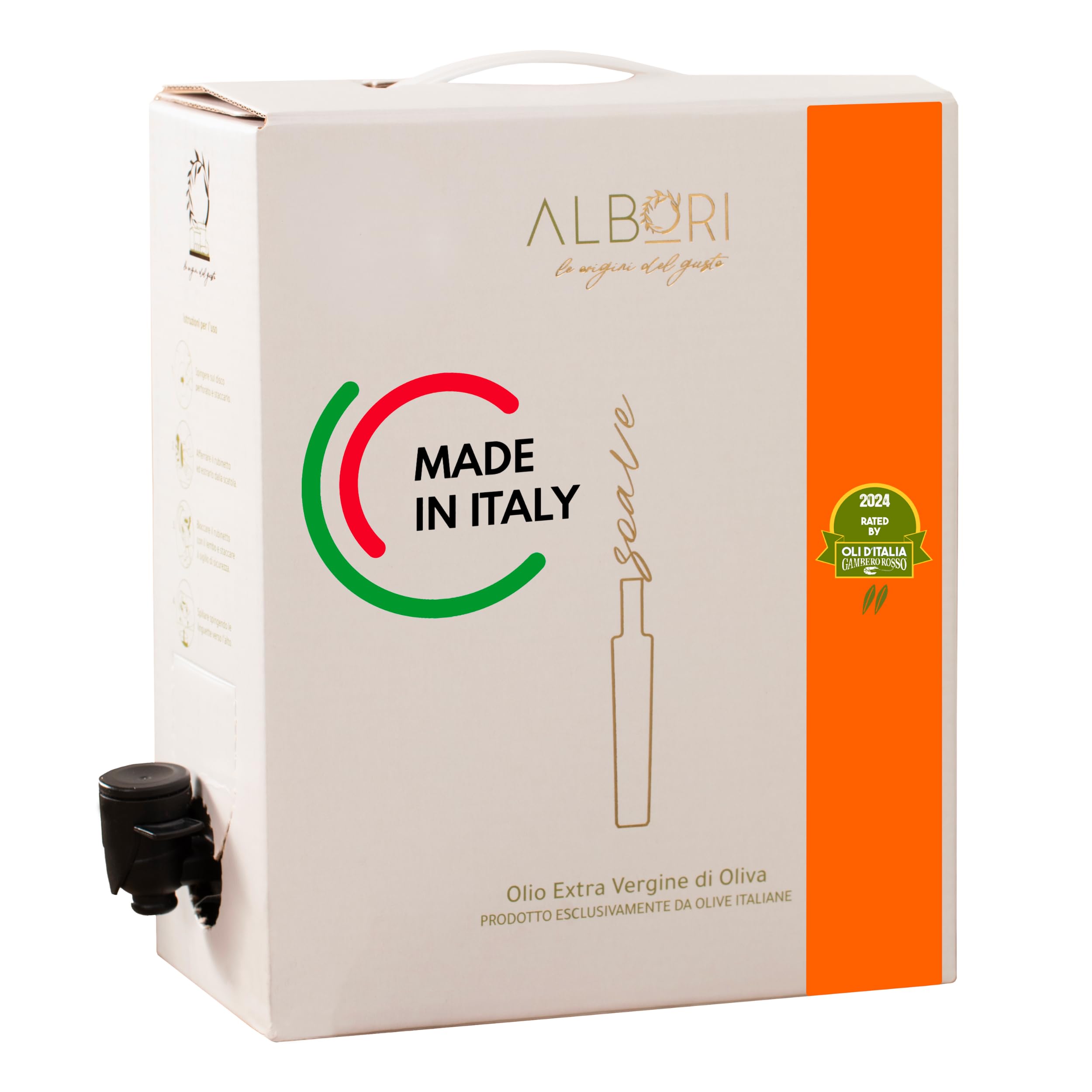 ALBORI Soave - Olivenöl 3 Liter NEU 2025/2026 Italienisch Extra Nativ Apulisches Kaltgepresst - Mischung Zarter Geschmack für Fisch Fleisch Gemüse, Verschwendungsfreier, Ausgießer Kein Umfüllen Nötig