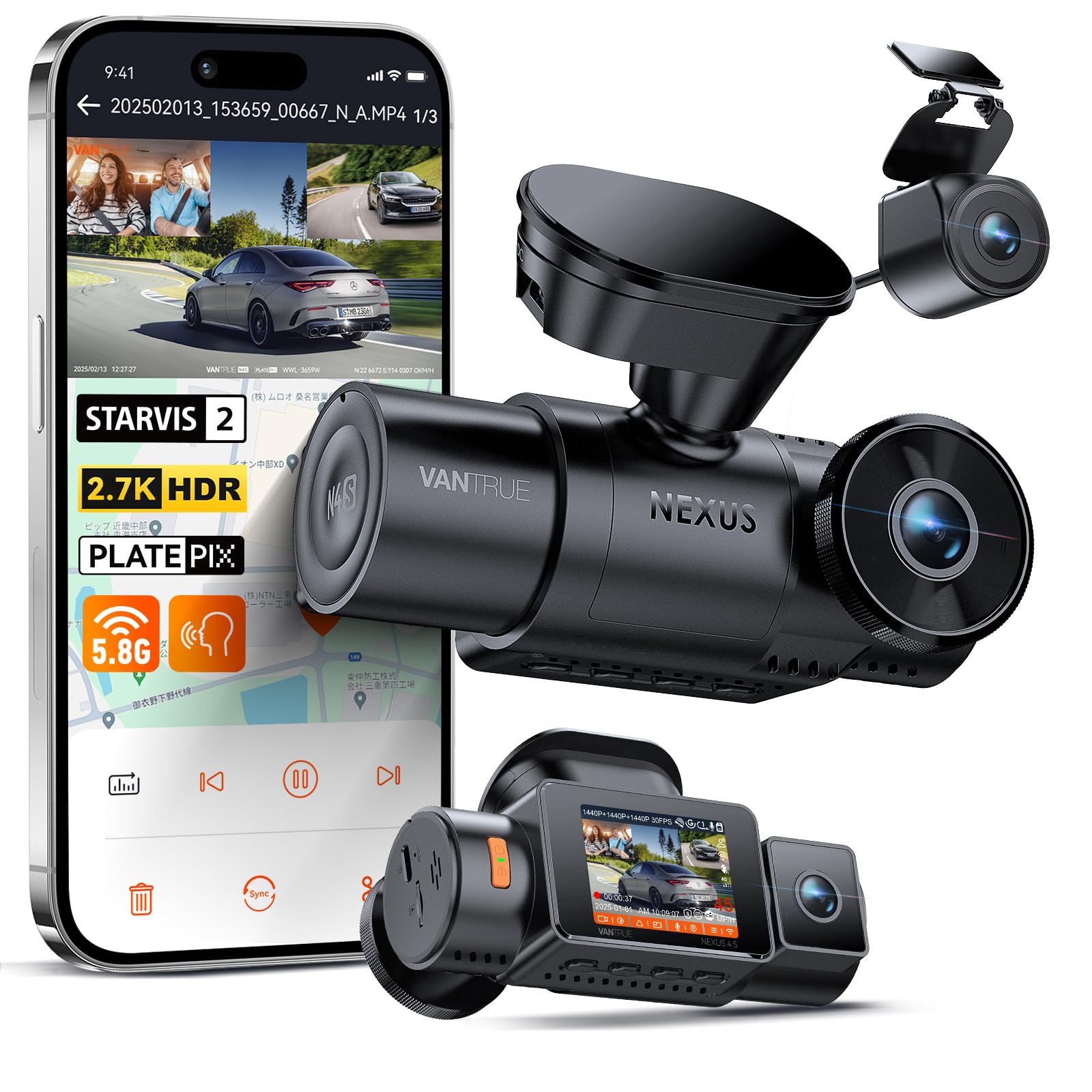 Amazon.co.jp: VANTRUE N4S ドライブレコーダー 3カメラ 【3カメラ全て