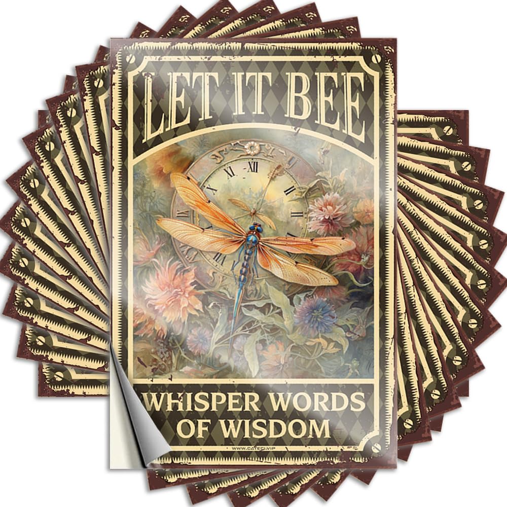 Funny Designer Stickers - Whisper Words of Wisdom Let It Be Dragonfly Glitter Durable Sticker Easy Apply for Skate Decor(6X9CM)