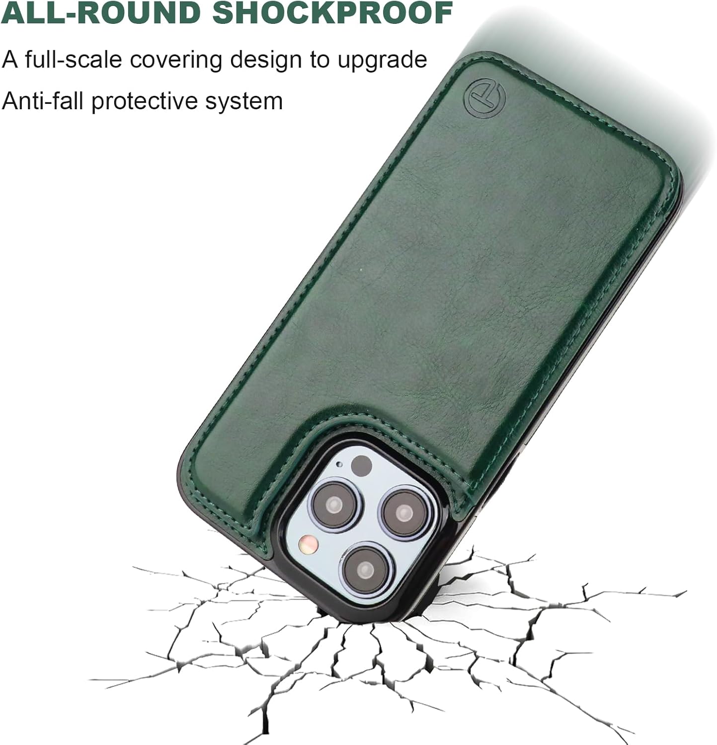 ONETOP Compatible with Magsafe for iPhone 14 Pro Max Wallet Case with Card Holder, PU Leather Kickstand RFID Blocking Case, Double Magnetic Clasp and Durable Shockproof Cover 6.7 Inch (Green)
