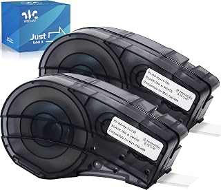Weemay Nylon Cloth Label Tape Compatible for M21-750-499 3/4 Inch Multi-Purpose Nylon Tape for Wire Marking, Lab, General ID and Datacom Cable, 0.75" W x 16 ft L Black on White Ribbon, 2 Pack