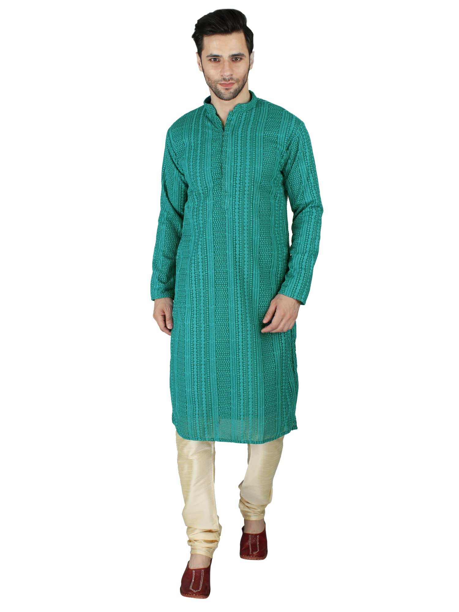 exotic india Intricate Chikankari Kurta Pajama Set-picture-39