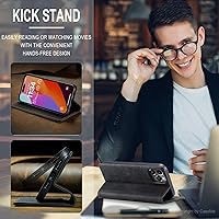 Vista 10 de SINIANL Funda de cuero para iPhone 15 Pro Max, cartera para iPhone 15 Pro Max, funda tipo cartera plegable con función atril magnética, ranuras