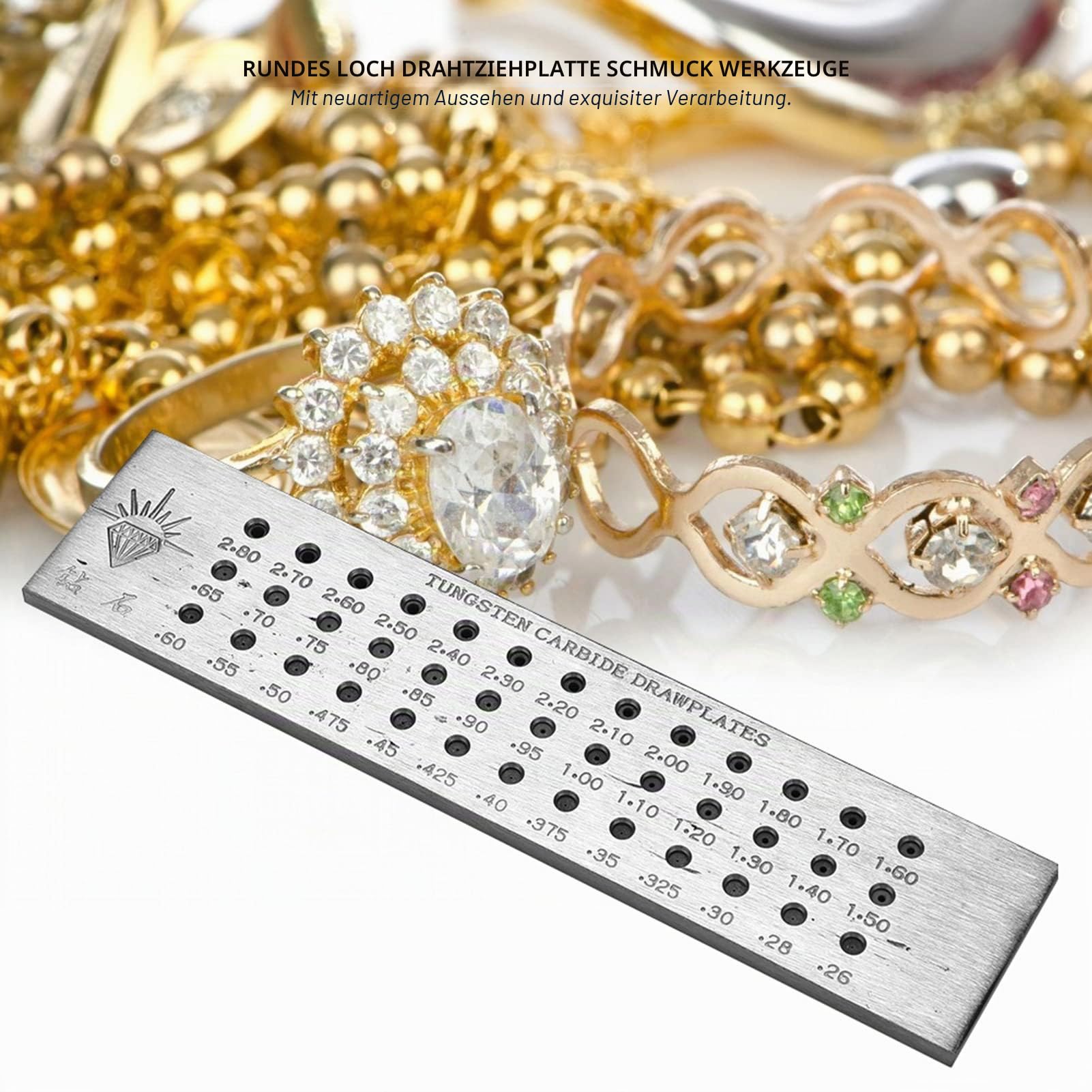 Schmuck Zugplatte, tragbare starke und robuste Draht Zugplatte Exquisite Verarbeitung Runde Zugplatte für Schmuckformen für Schmuckhandwerker(Rund 0, 26 2, 8)