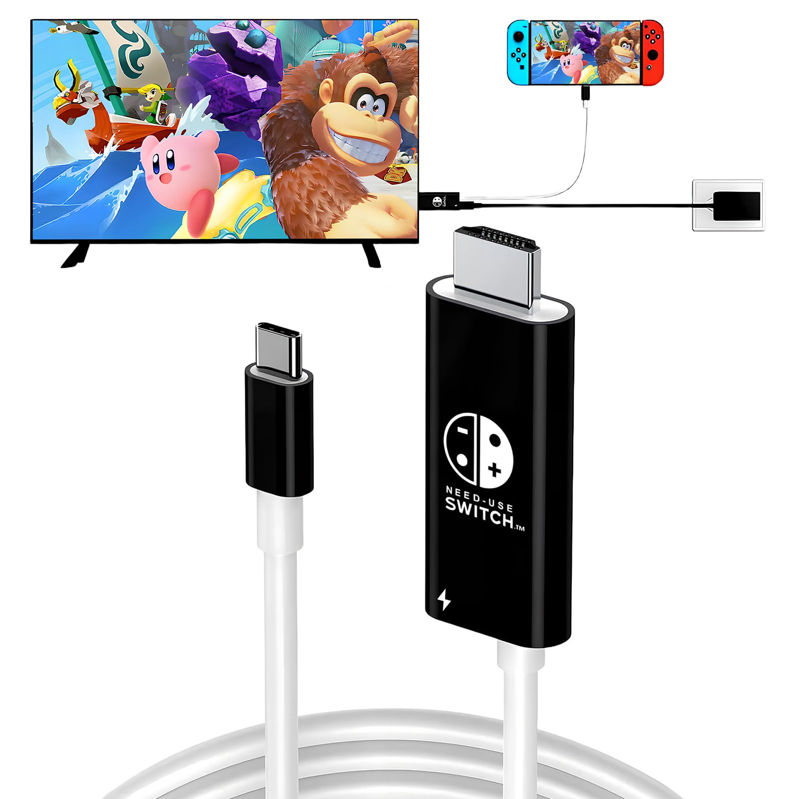 Switchドック2m 純正直接にTV出力Hdmi Type-Cスイッチ4K&60HZ解像度/HDMI変換/type c PD充電/直接にTV出力多機能 アダプター小型 遅延なし 旅行 出張 持ち運び便利スイッチ/Switch OLED/Switch/ノートパソコン/タブレット/スマートフォンなどに対応 (ブラック)