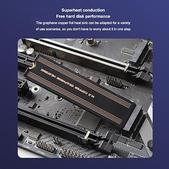 2Pcs M.2 2280 NVMe SSD Heatsink, Laptop NVMe M.2 Heatsink, Graphene Dual Layer Heat Sink Copper, for M.2 2280 SSD Laptop