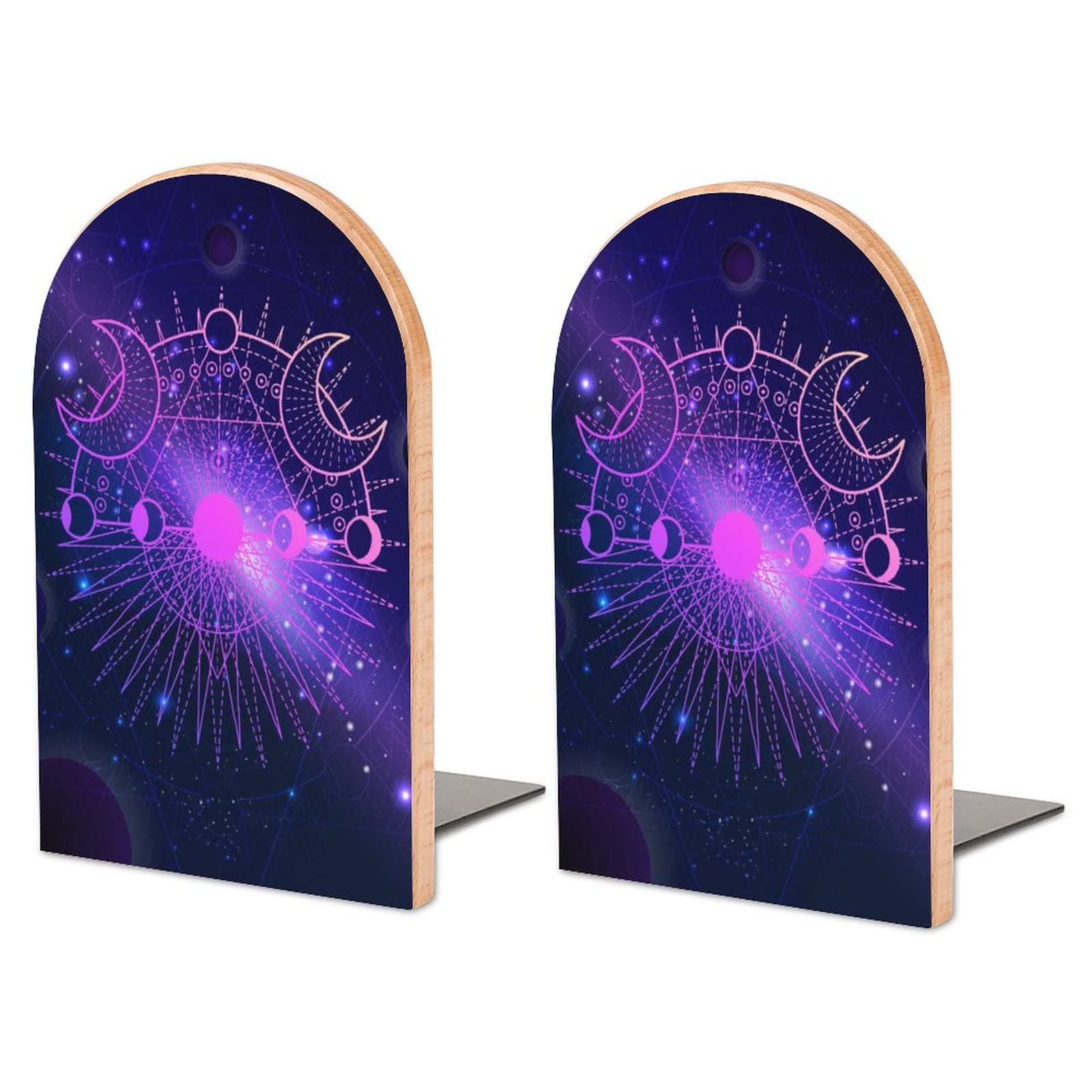 Sacred Geometric Symbol Bookends Heavy Duty Book Stand 1 Pair for Home Office Shelves Decorative