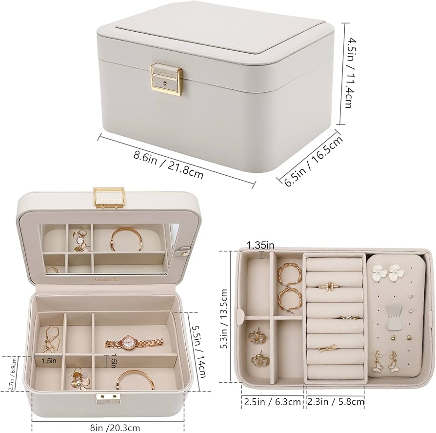 Amazon.com: KAMIER Jewelry Box, 2 Layers PU Leather Jewelry