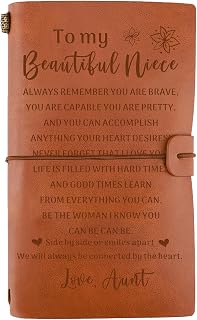 Niece Gift from Aunt, To My Beautiful Niece Engraved Leather Journal Gift, Refillable Writing Journal, Birthday Gifts for Niece from Aunt for Niece’s Birthday, Graduation Wedding Anniversary Christmas