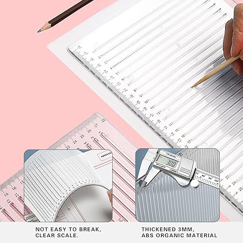 Miniatura 3 de Plantilla de línea recta plantilla de dibujo de línea guía de letras plantilla regla de medición de escala de papel para ayudas de tarjetas de papel