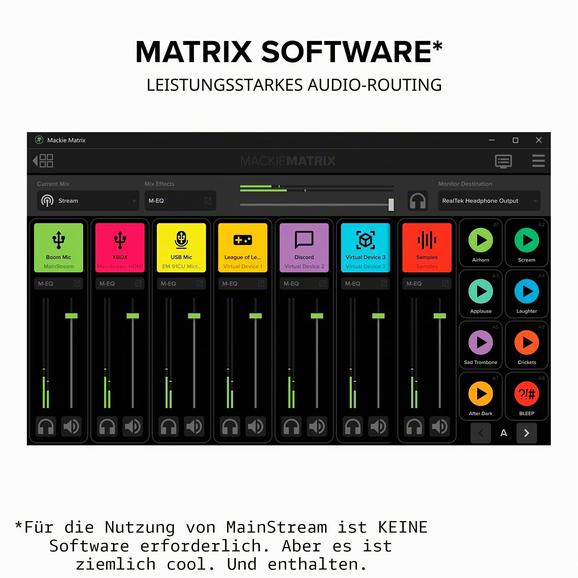 Mackie MainStream komplettes Live-Streaming- und Video-Capture-Interface mit programmierbaren Steuerungstasten, Matrix-Software, HDMI-Capture und -Thru, USB-C-Hub, Bus-Stromversorgung