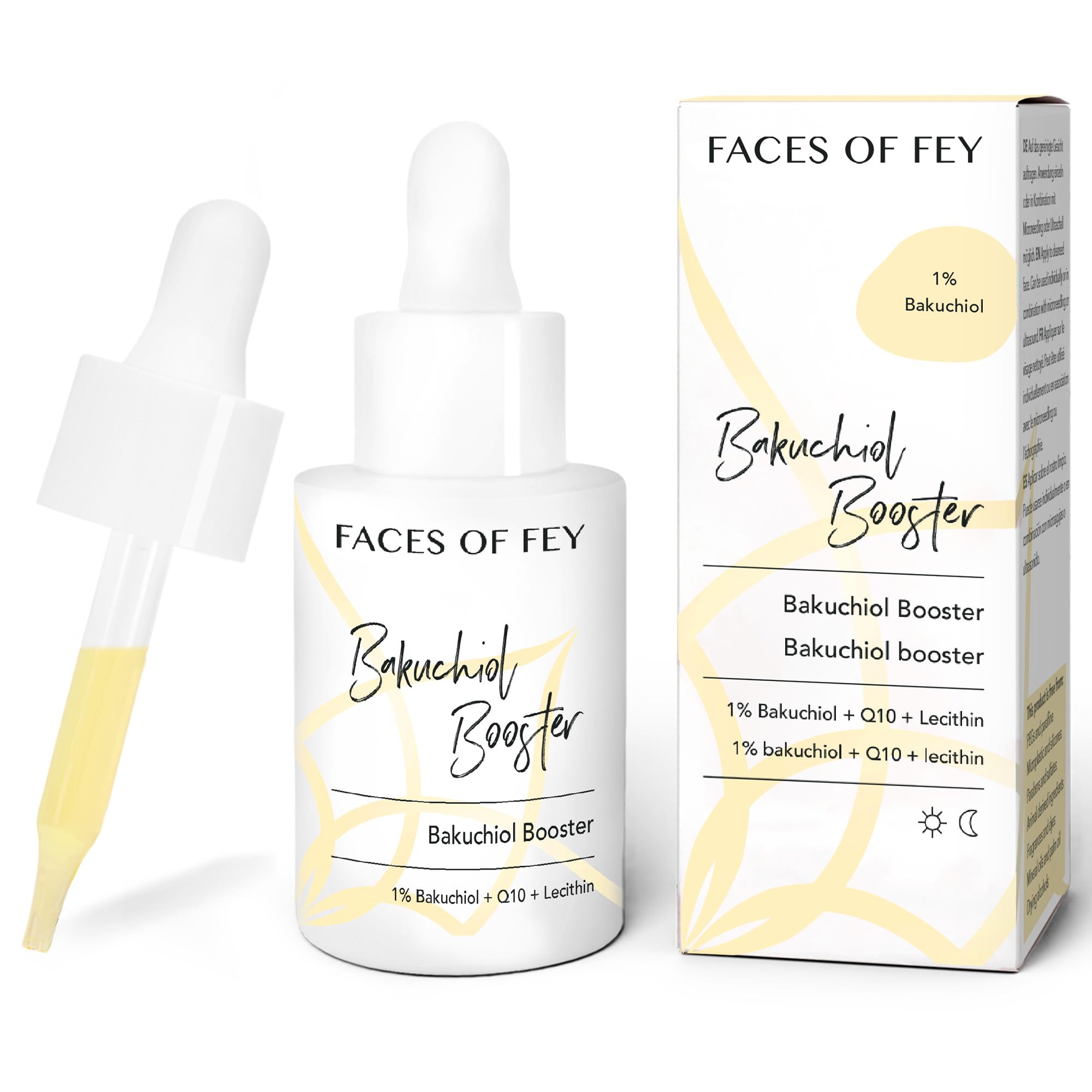 Bakuchiol Booster – siero anti-invecchiamento – 1% Bakuchiol – alternativa al retinolo naturale – Q10 & lecitina – Face of FEY – cosmetico attivo – 30 ml