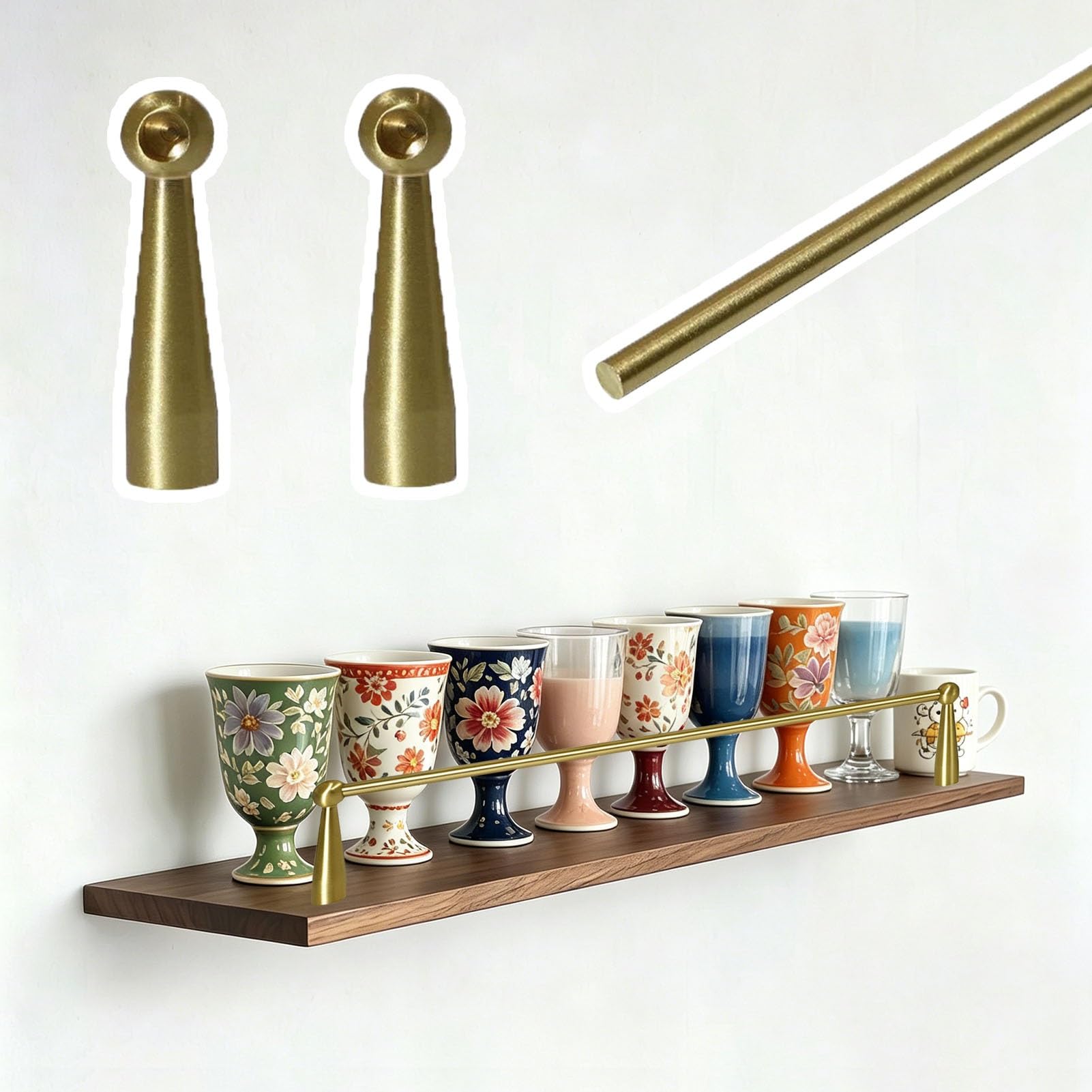 Barre antichute décorative en laiton style B 33cm pour étagère flottante
