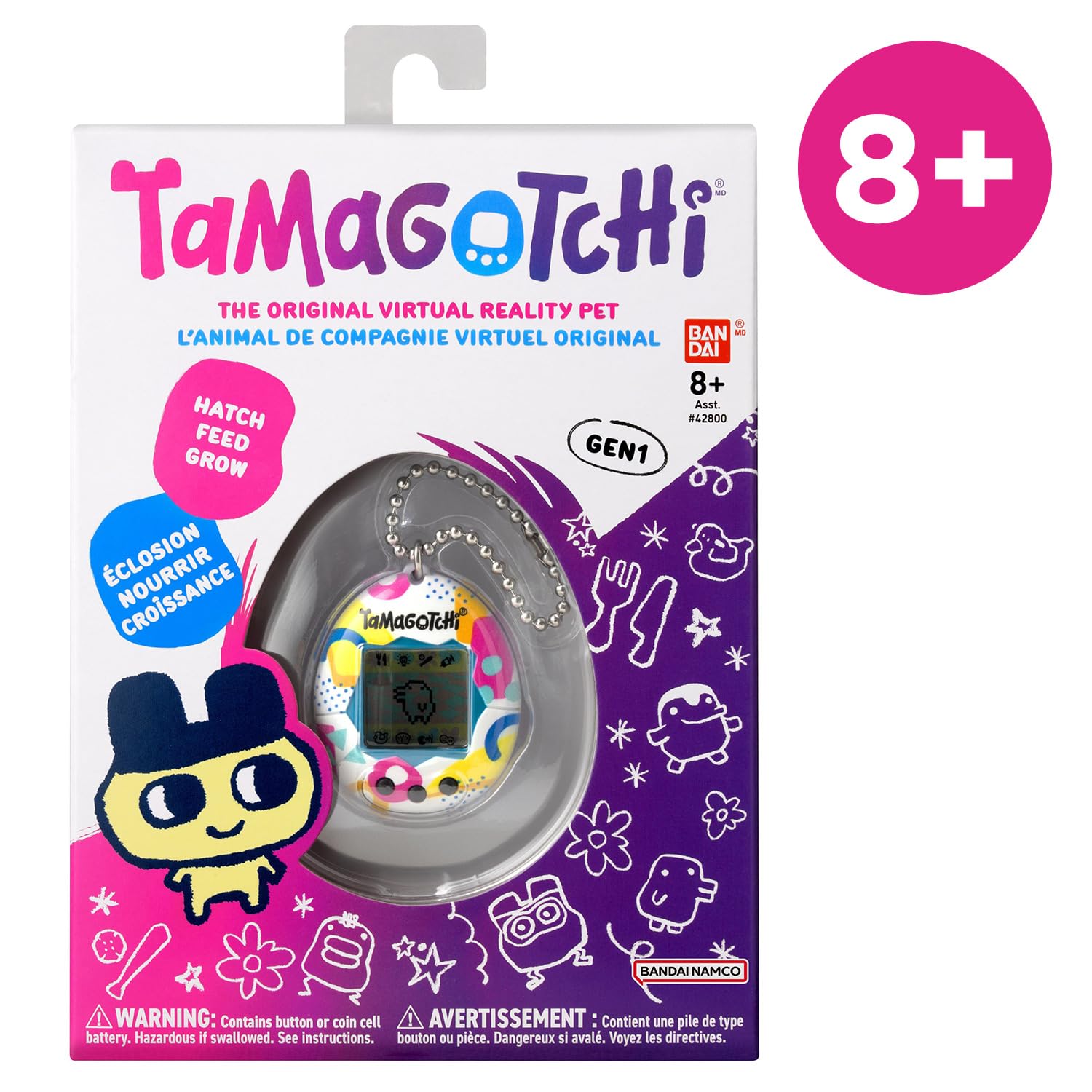 Tamagotchi Original – Bandai – Memphis Style – Elektronisches Virtuelles Haustier mit LCD‑Bildschirm auf Deutsch – Interaktives Spielzeug mit Minispielen – Spielzeug für Kinder ab 8 Jahren – 42957