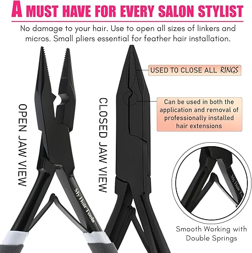 Miniatura 3 de Kit de herramientas profesionales de extensión de cabello, juego de alicates para quitar extensiones de cabello, gancho de micro cuentas y