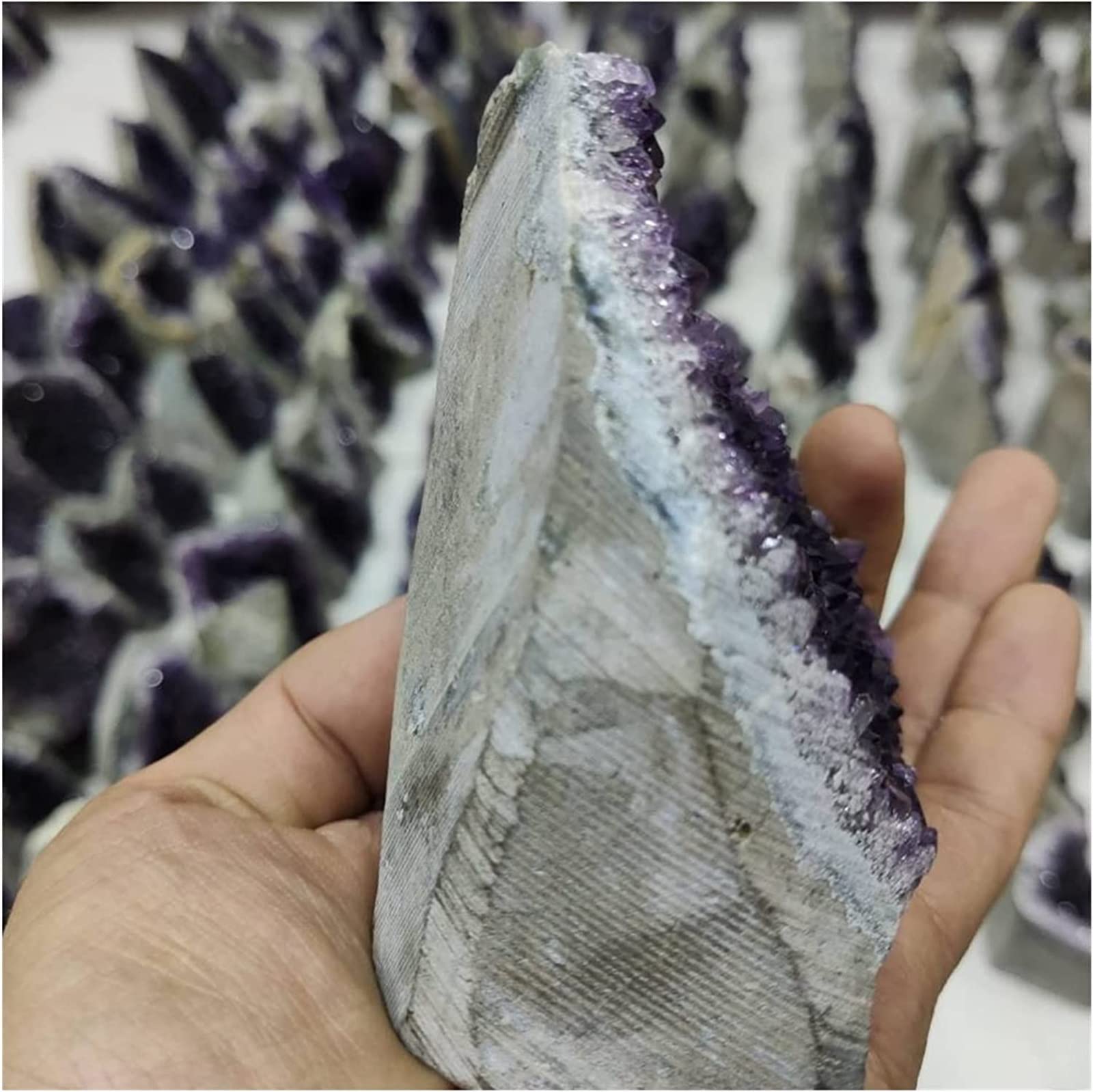 Amethyst Rough Stone Dunkelviolette Amethyst Crystal Cluster Geode Freistandes Exemplar, Dekor, Dekor (Size : 1000-1200g)
