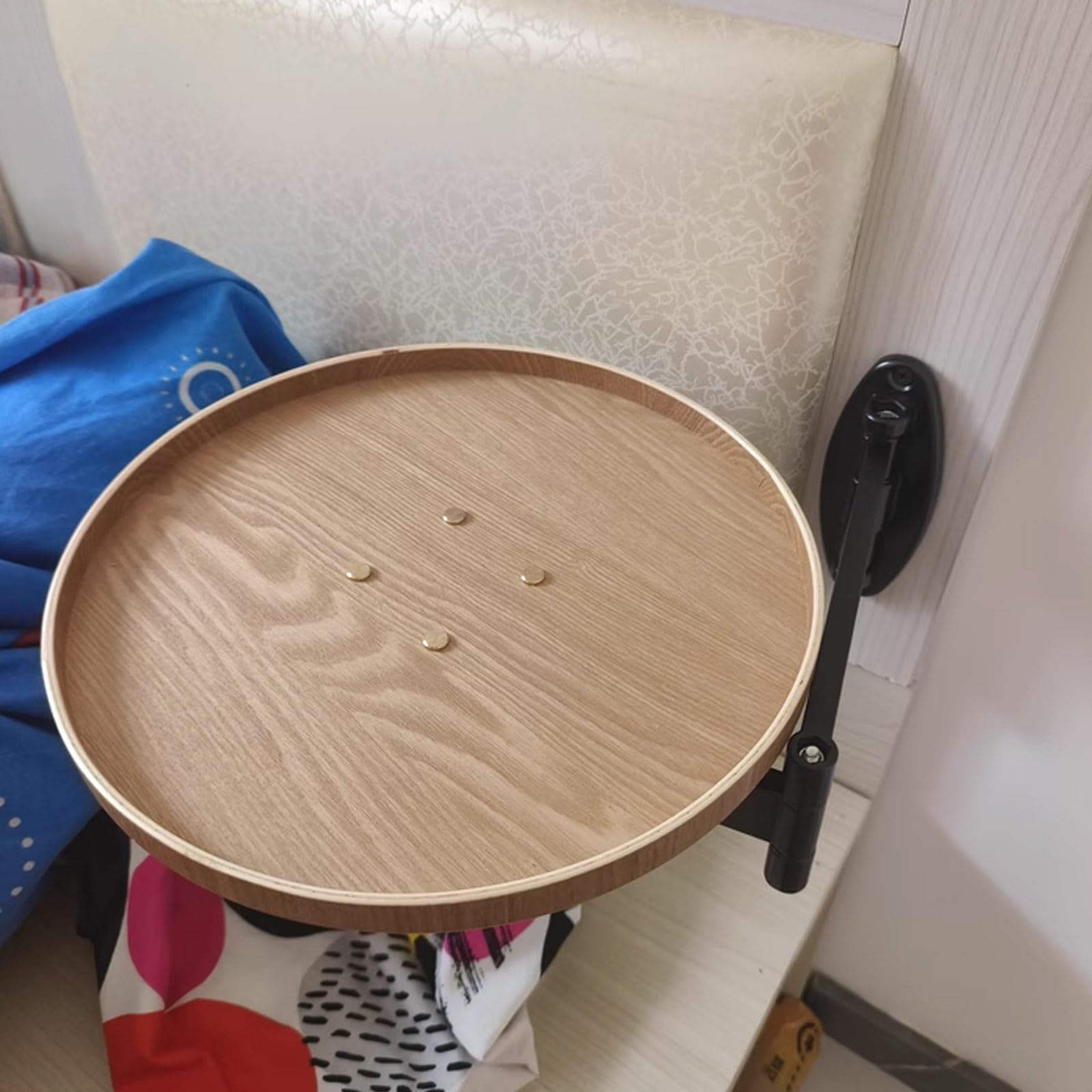 Table ronde pliante murale gain de place avec bureau rabattable à 180°